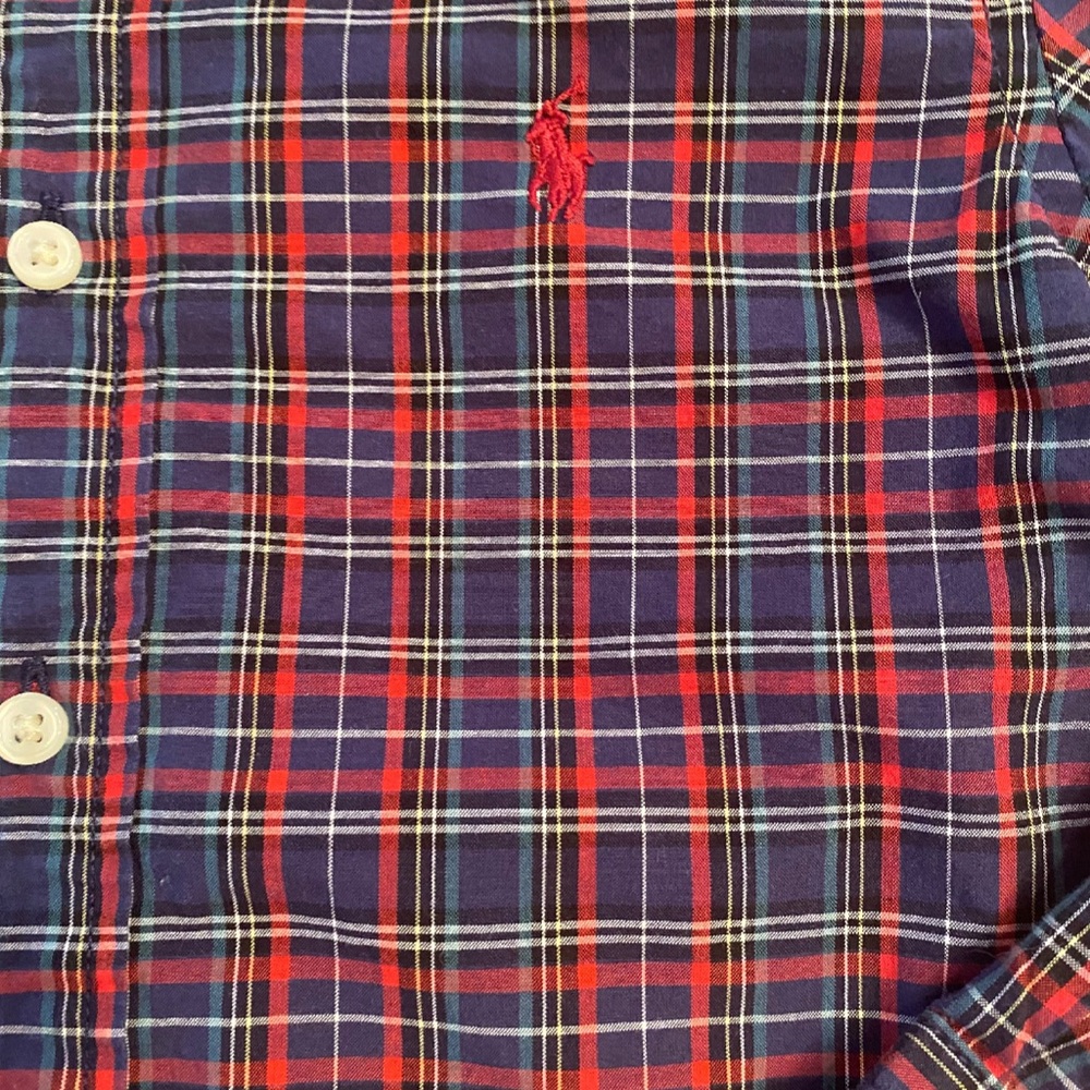 Ralph Lauren Kids Red and Blue Plaid Button-Down Shirt - Picture 2 of 3